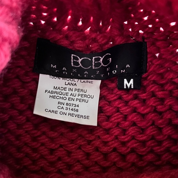 Vintage Y2K BCBGMAXAZRIA 100% Wool Red Cable Knit Sleeveless Turtleneck Size M - Picture 10 of 10